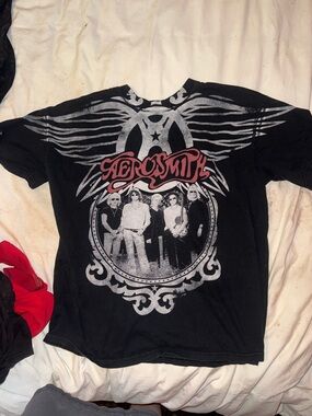 Aerosmith Women's Black Graphic Short Sleeve Tee